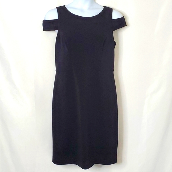 Vince Camuto Cut Out Cap Sleeve Black Dress Size 16 Sheath Cocktails Evening - Picture 2 of 14
